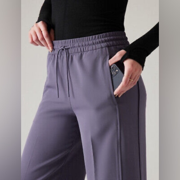 Athleta Stride Pants XL purple pull-on drawstring athleisure casual wide leg - Picture 2 of 13